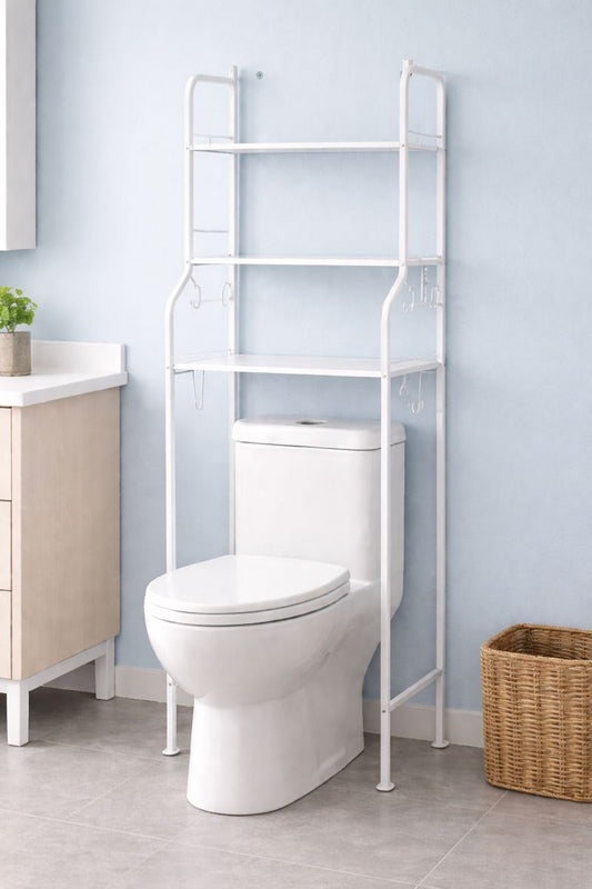 OVER-THE-TOILET BATHROOM STORAGE SHELF RACK