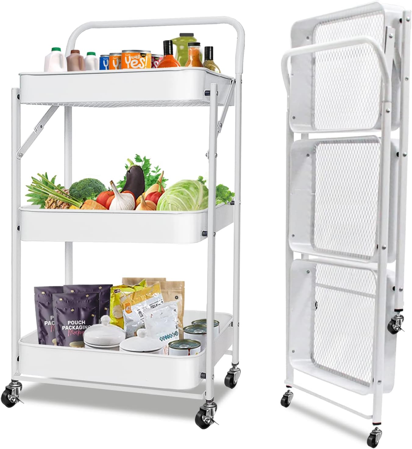 FOLDABLE ROLLING STORAGE CART WITH WHEELS