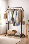 DOUBLE RAIL ROLLING GARMENT RACK