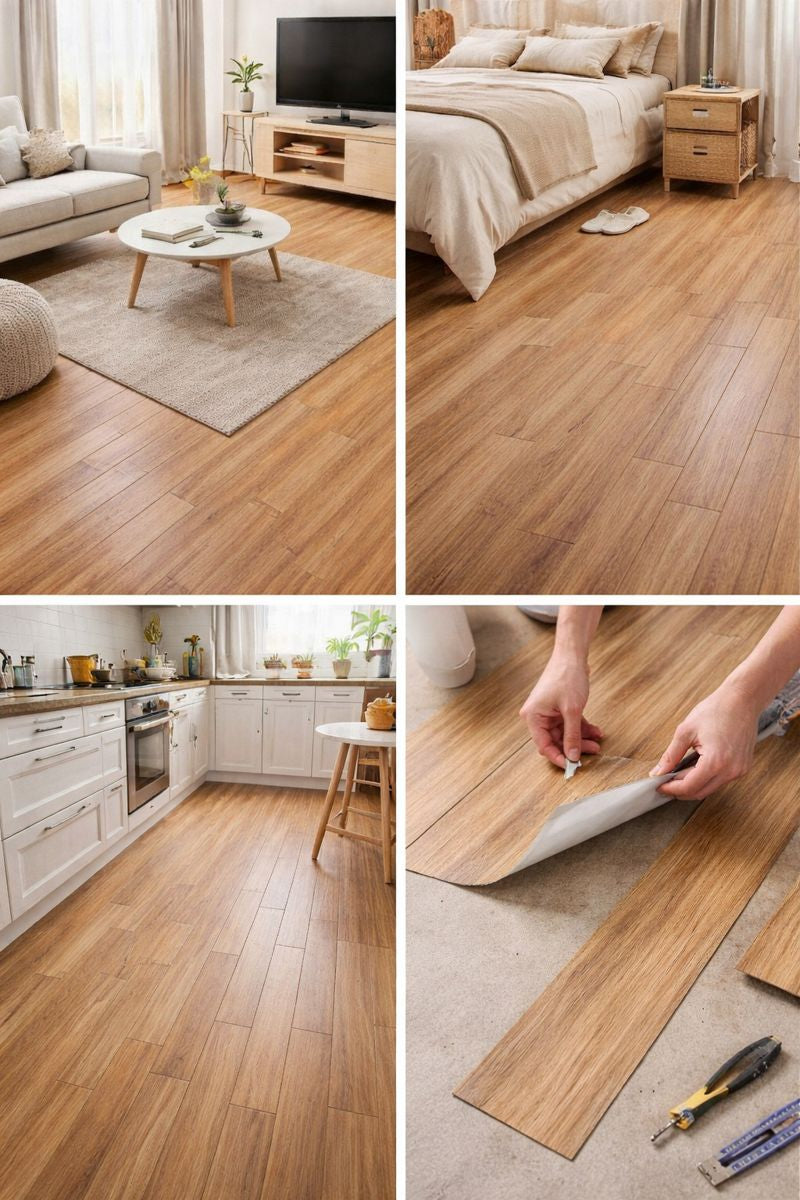 SELF-ADHESIVE WOOD LOOK FLOOR STICKERS – EASY DIY HOME FLOORING (36 PCS)