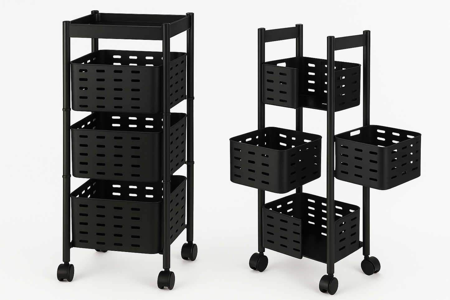 MULTI-TIER ROLLING STORAGE CART WITH BASKETS