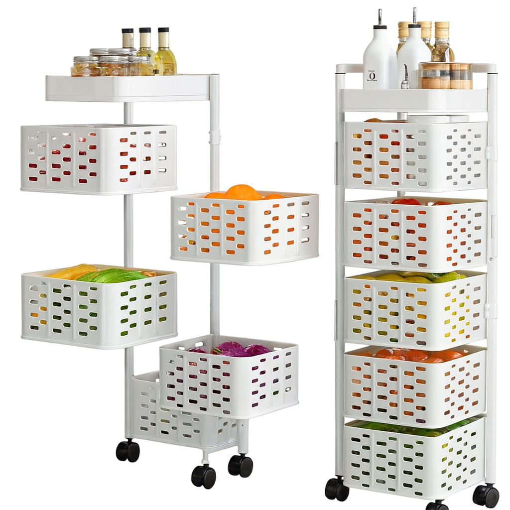 MULTI-TIER ROLLING STORAGE CART WITH BASKETS