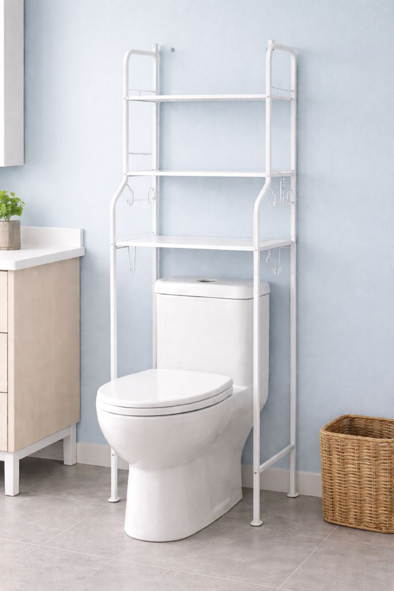 OVER-THE-TOILET BATHROOM STORAGE SHELF RACK