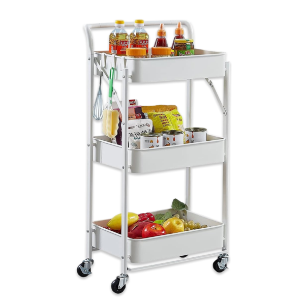 FOLDABLE ROLLING STORAGE CART WITH WHEELS