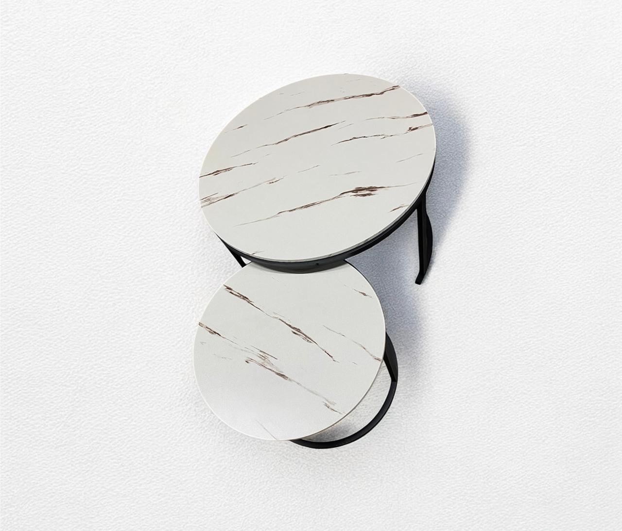 MODERN ROUND MARBLE COFFEE TABLE SET