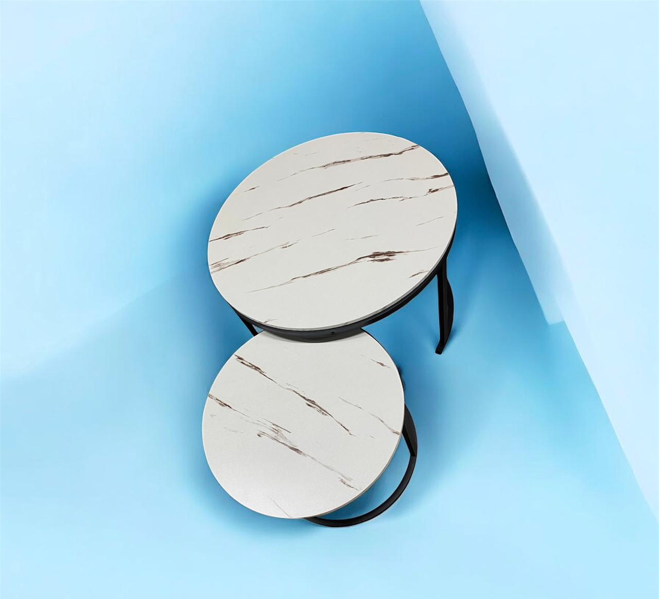 MODERN ROUND MARBLE COFFEE TABLE SET