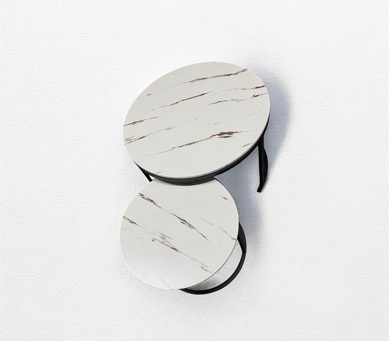 MODERN ROUND MARBLE COFFEE TABLE SET