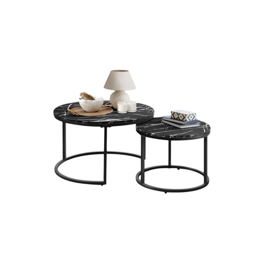 Black Marble Nesting Coffee Tables – Set of 2