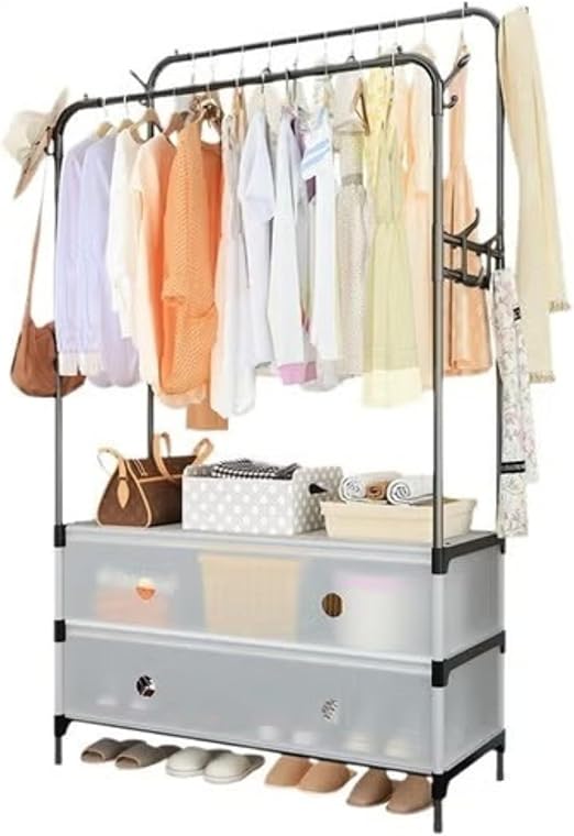 MINIMALIST CLOTHING RACK ORGANIZER WITH SOFT PASTEL AESTHETIC
