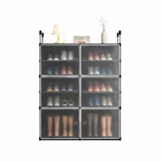 MODULAR FOLDABLE SHOE STORAGE CABINET WITH TRANSLUCENT DOORS