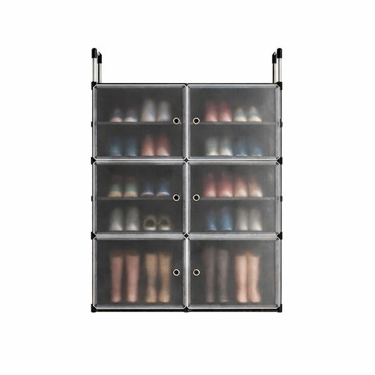 MODULAR FOLDABLE SHOE STORAGE CABINET WITH TRANSLUCENT DOORS
