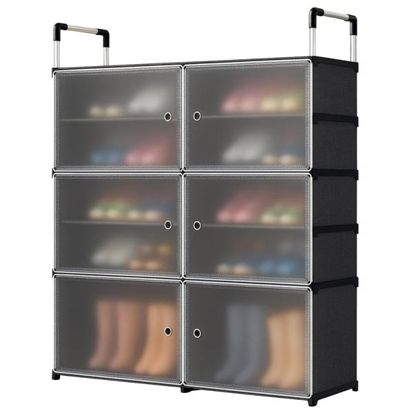 MODULAR FOLDABLE SHOE STORAGE CABINET WITH TRANSLUCENT DOORS