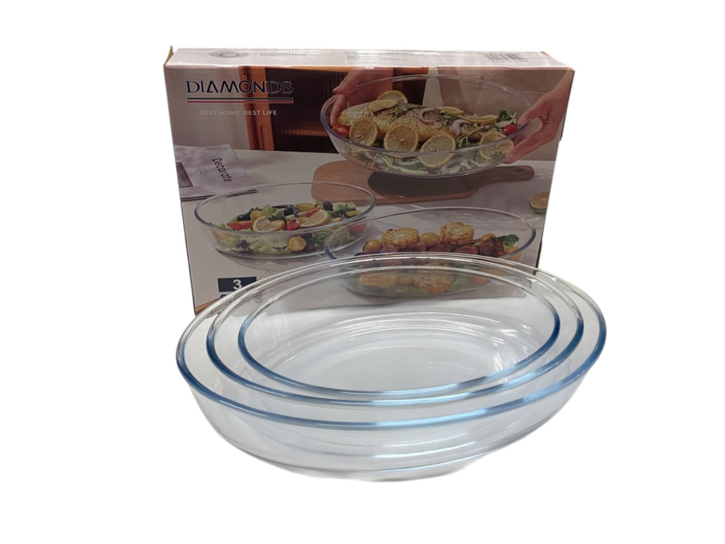 CLEAR GLASS MIXING BOWL SET – MULTI-PURPOSE KITCHEN SERVING BOWLS