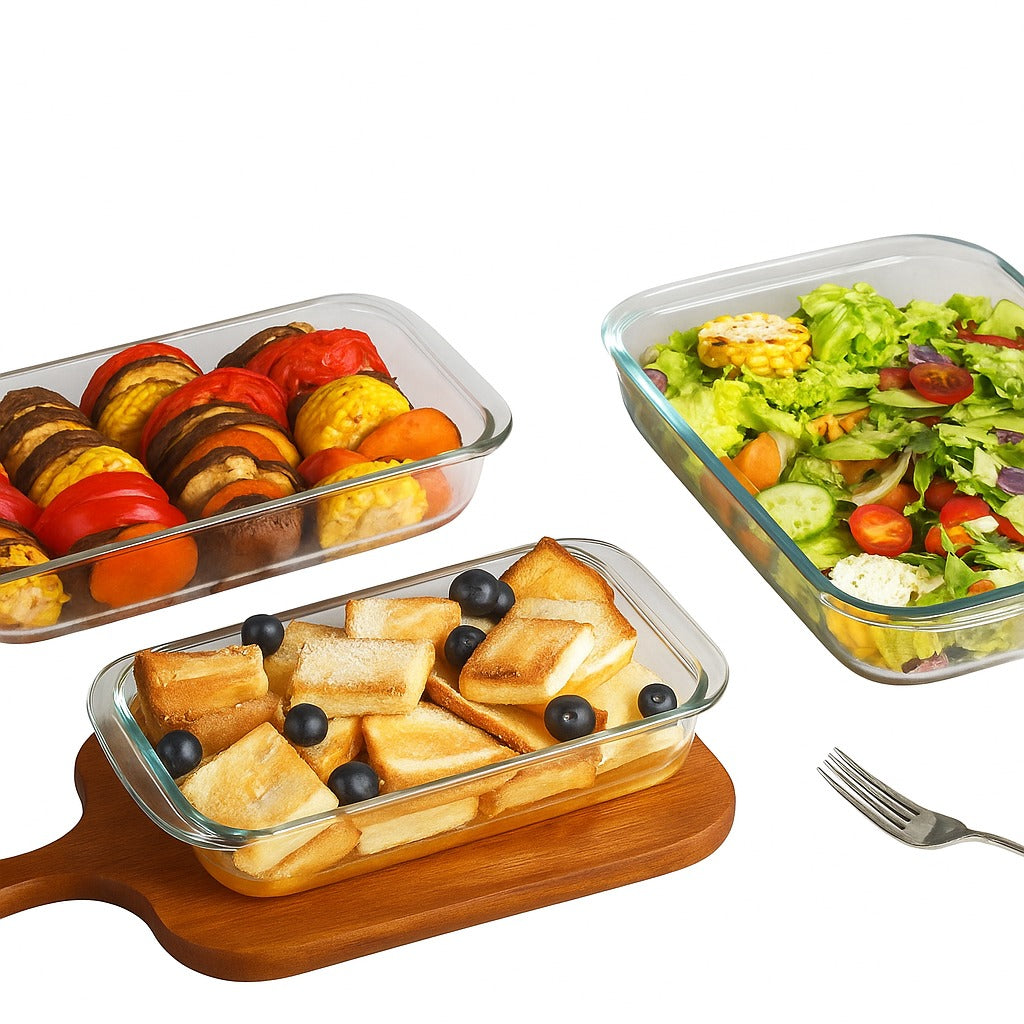 BOROSILICATE GLASS BAKEWARE SET – HEAT RESISTANT OVEN DISHES
