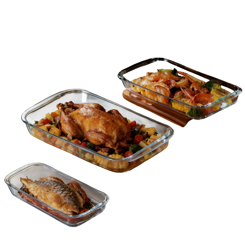 BOROSILICATE GLASS BAKEWARE SET – HEAT RESISTANT OVEN DISHES
