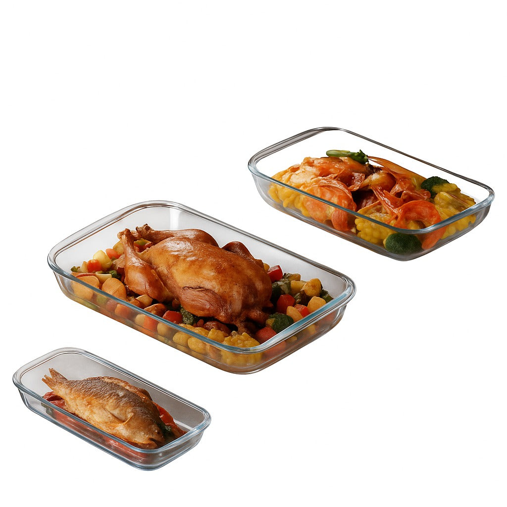 BOROSILICATE GLASS BAKEWARE SET – HEAT RESISTANT OVEN DISHES