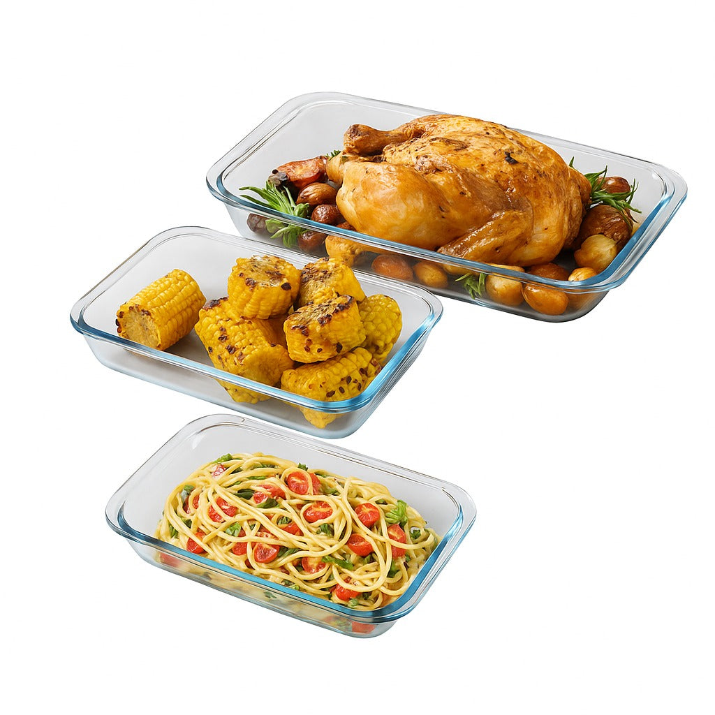 BOROSILICATE GLASS BAKEWARE SET – HEAT RESISTANT OVEN DISHES