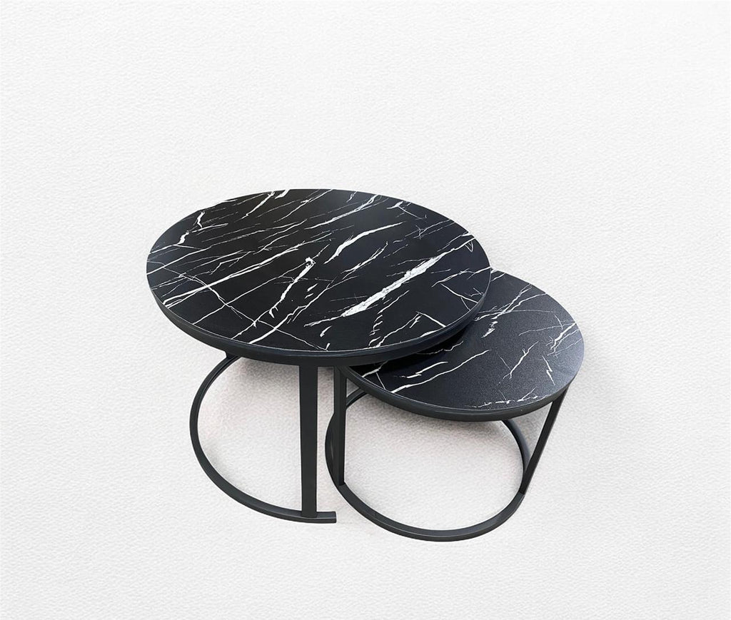 Black Marble Nesting Coffee Tables – Set of 2