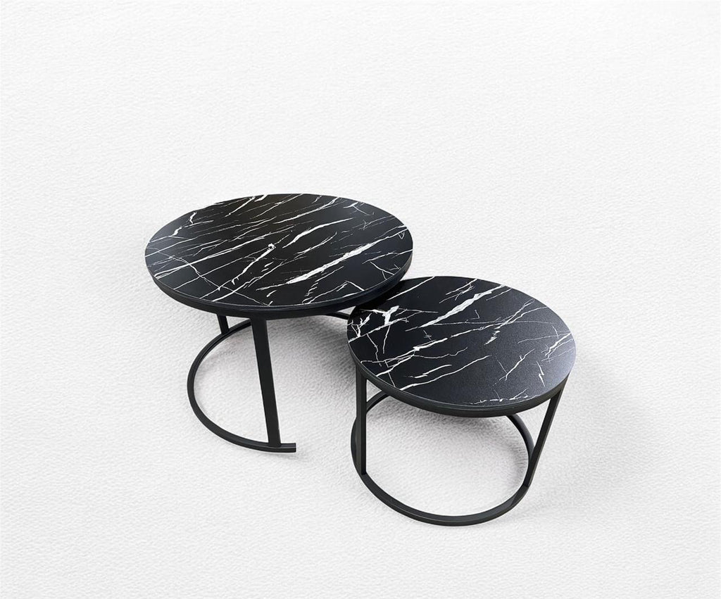 Black Marble Nesting Coffee Tables – Set of 2