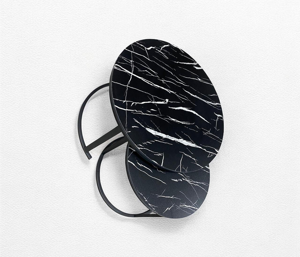 Black Marble Nesting Coffee Tables – Set of 2