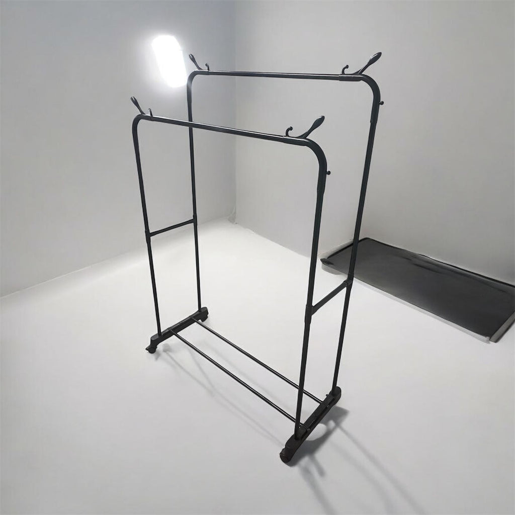 DOUBLE RAIL ROLLING GARMENT RACK
