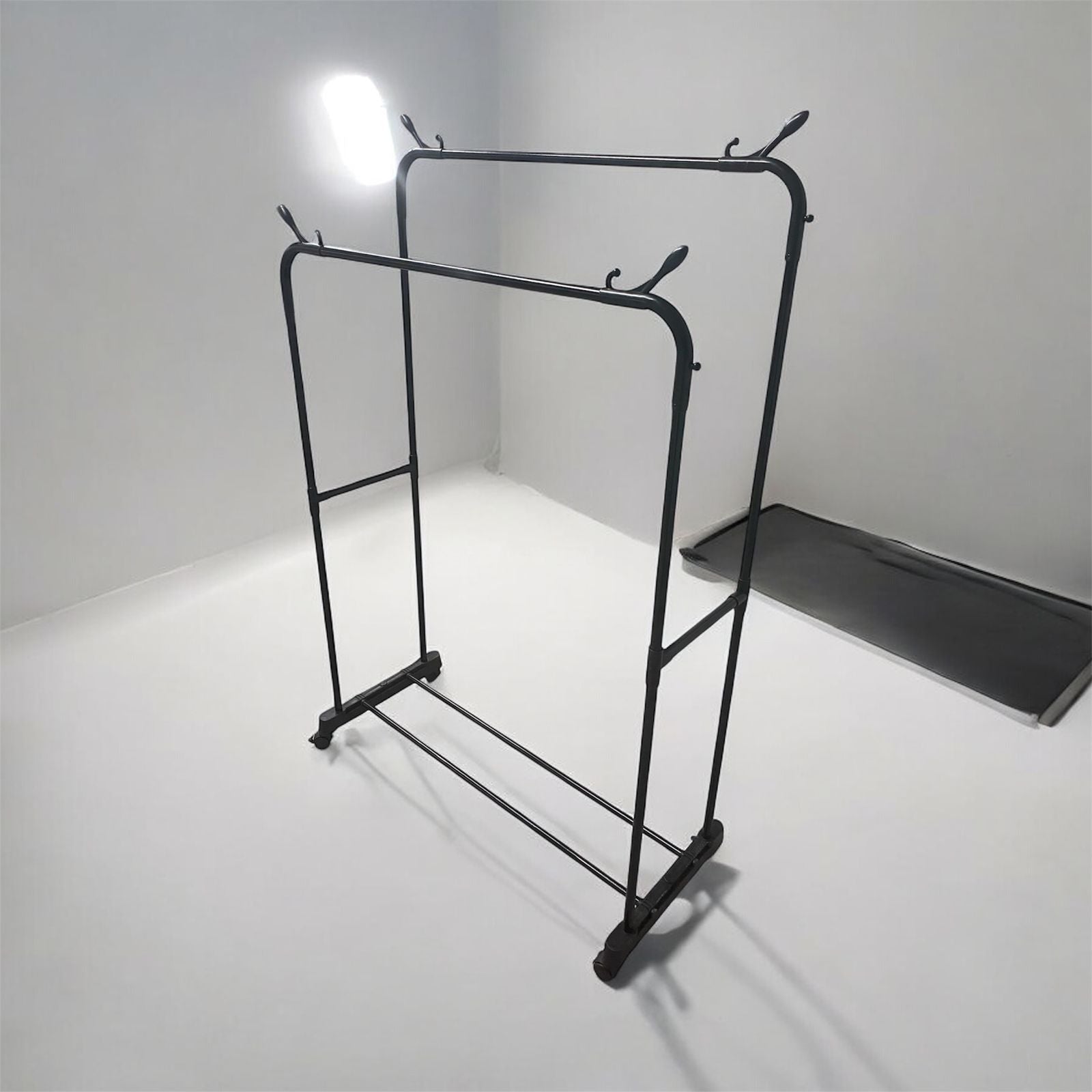 DOUBLE RAIL ROLLING GARMENT RACK